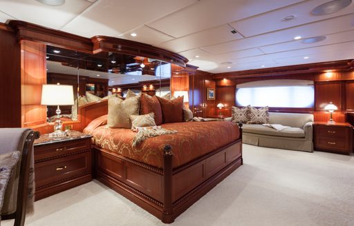 A guest cabin on board luxury yacht ATTITUDE