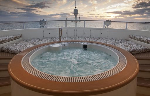 Spectacular views from M/Y SAFIRA's sundeck Jacuzzi
