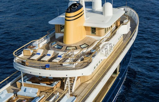 View of decks on explorer yacht 'Blue II'