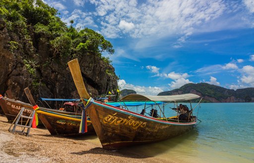 Long tail boats on Khao Phing Kan island, Thailand