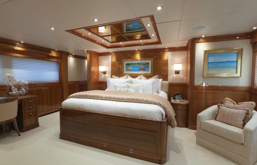 full-beam master suite aboard motor yacht TEMPTATION