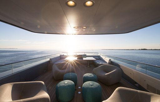 loose Paola Lenti furniture on sundeck of motor yacht ‘Silver Fast’ 