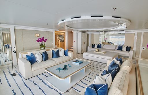 Beach club on board charter yacht CORAL OCEAN in the Superyacht Village at FLIBS 2022