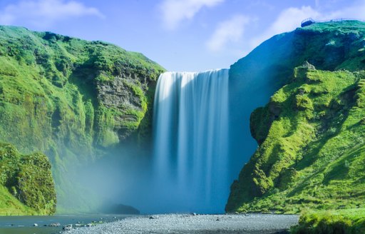 A waterfall which can be visited whilst chartering in Iceland