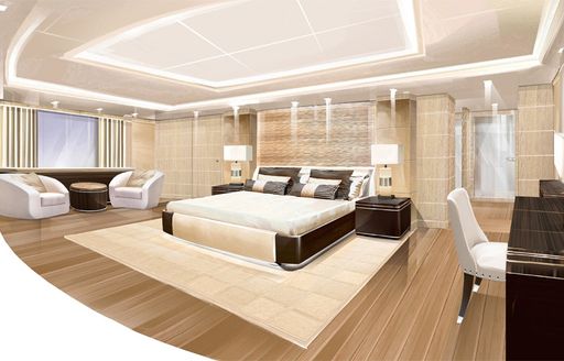 one of Superyacht O’Pari 3's three master suites