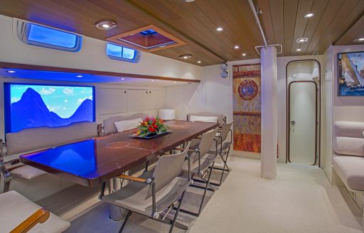 The formal dining area of sailing yacht JUPITER