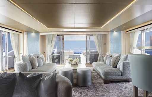 beautiful skylounge on board charter yacht BLUSH