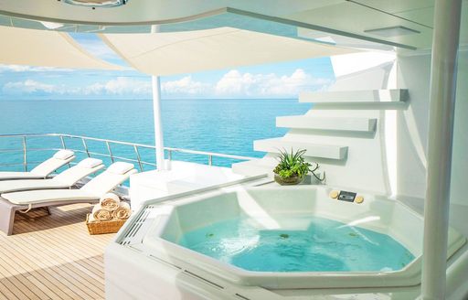 On deck Jacuzzi onboard charter yacht NEVER ENOUGH