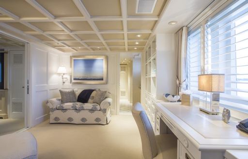 lounge adjoining master suite on board luxury yacht RHINO 