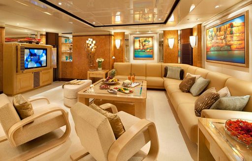 Cinema lounge on board superyacht SYCARA V