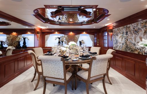 The formal dining space for use on board superyacht ATTITUDE