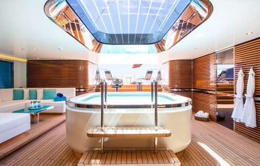 The swimming pool on board luxury sailing yacht AQUIJO
