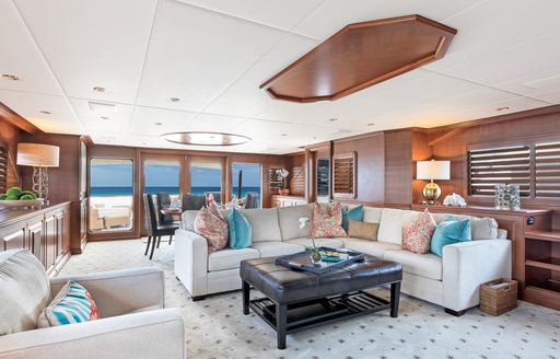 timeless styling of the skylounge aboard motor yacht PRAXIS 