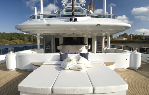 Sun pads on charter yacht Triple Seven