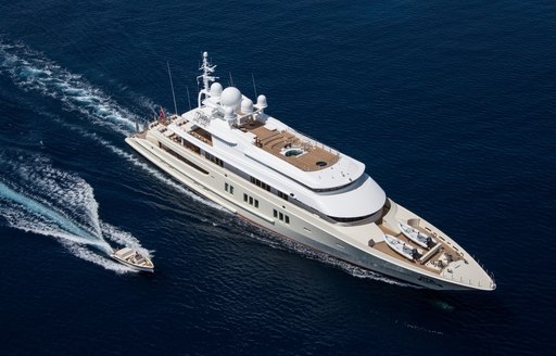 luxury yacht ‘Coral Ocean’ cruises on charter in the Mediterranean alongside tender
