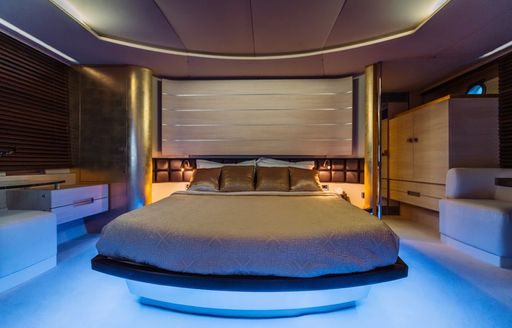 Master suite on board charter yacht NAMI