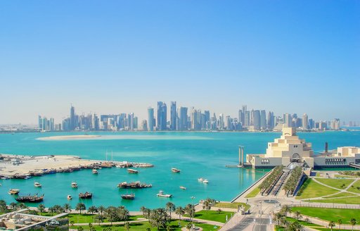 glistening blue waters in Qatar
