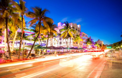 Bright lights of Miami night scene