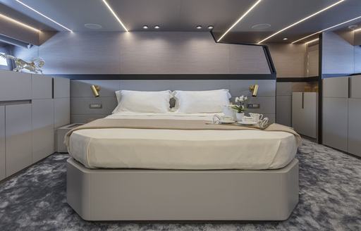 Double bed on motor yacht HAZE