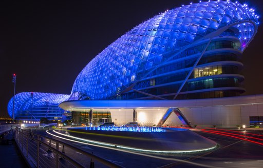 yas marina circuit light up at night after the fionale of the 2019 abu dhabi grand prix