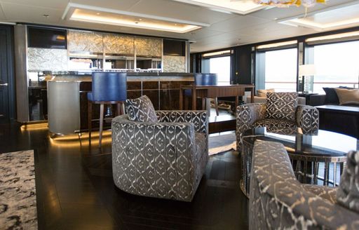 newly refitted interior of luxury yacht AQUILA