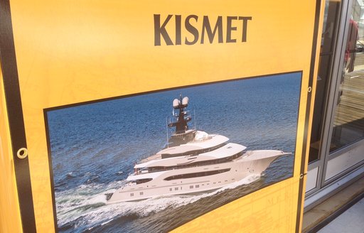 Display for new Lurrsen build KISMET at the Fort Lauderdale Boat Show 2014