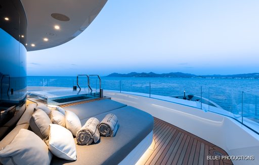 infinity Jacuzzi on the private owner's terrace of charter yacht SOLO
