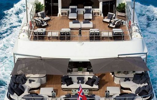Overview of the aft decks onboard charter yacht SILVER ANGEL