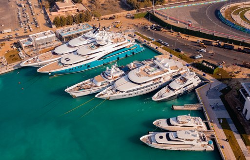 Yachts moored in Jeddah Marina in Saudi Arabia