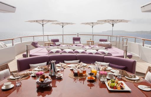 alfresco dining and lounging on board luxury yacht ‘St David’ 