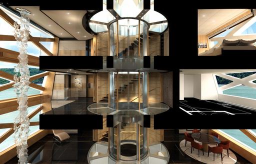 Atrium on board charter yacht PROJECT X