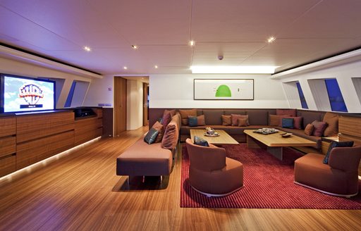 skylounge on board superyacht JEMS with mood lighting