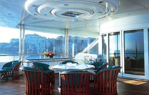 The exterior spaces of superyacht Lady Lola