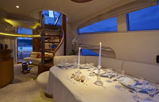 The formal dining on board luxury yacht IRIS