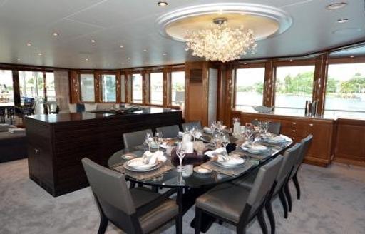 Luxury Yacht AQUAVITA dining area in main salon