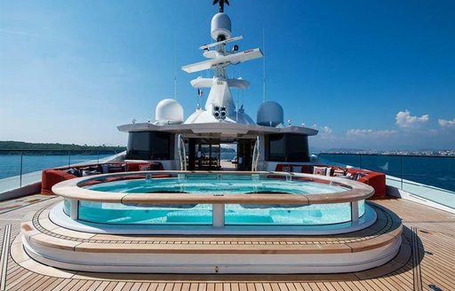 large jacuzzi onboard luxury yacht charter 