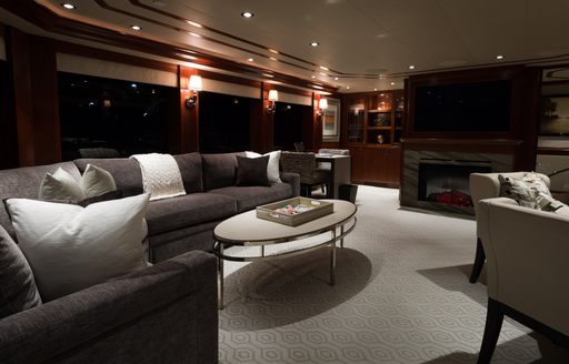 westport motor yacht 'W''s sky lounge with large television