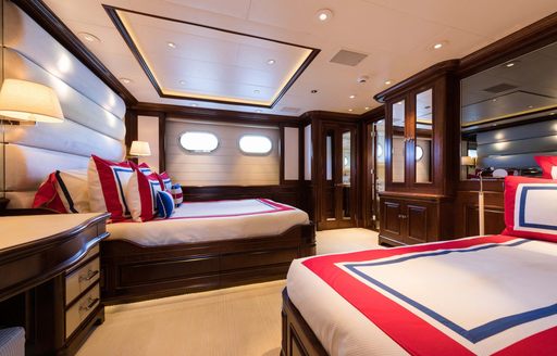 FLAG's cabins decorated in the Hilfiger brand's signature colors 