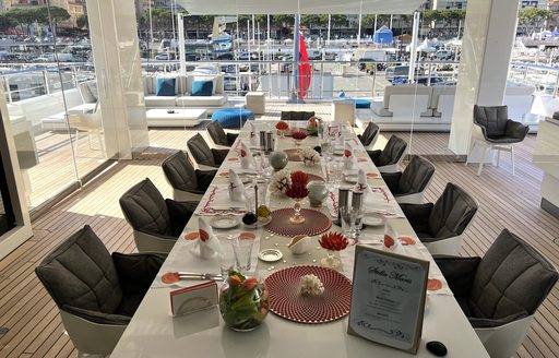 Dining on board charter yacht STELLA MARIS