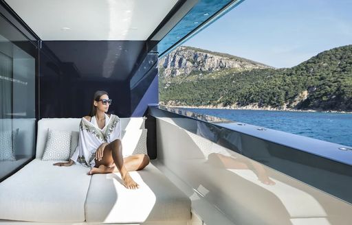 women overlooking the Mediterranean sea on a luxury private yacht charter rental