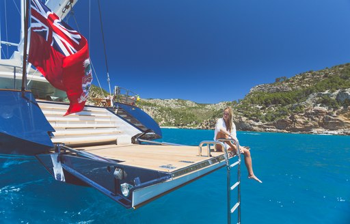 Swim platform on board charter sailing yacht Q