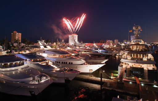 The Fort Lauderdale International Boat Show at night
