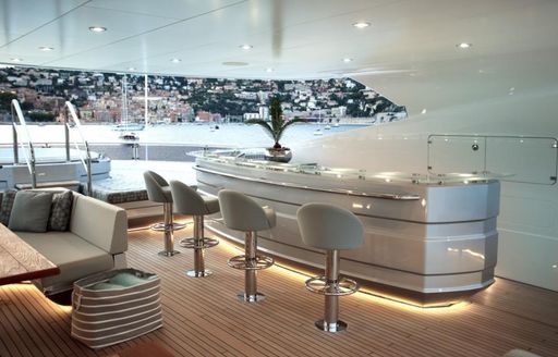 The outdoor bar featured on luxury yacht BLUSH