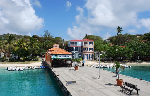 Cruz Bay town pier on St.John's island, U.S. Virgin Islands