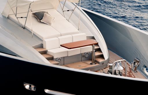 secluded deck area with sun pads and seating on board luxury yacht ‘Silver Wind’ 