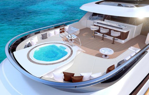 Deck jacuzzi on stunning super yacht Stefania
