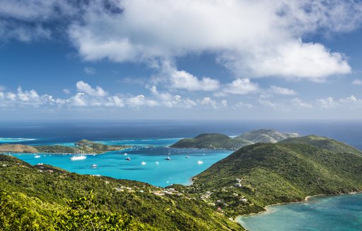 Blue seas and islands in the Caribbean