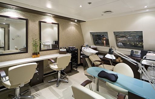 beauty salon and hairdressing area on luxury yacht lauren l 