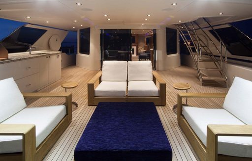 Alfresco seating on aft deck of the luxury motor yacht W 