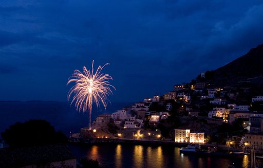 Fireworks celebrate Easter in Hydra